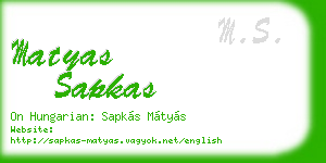 matyas sapkas business card