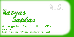 matyas sapkas business card